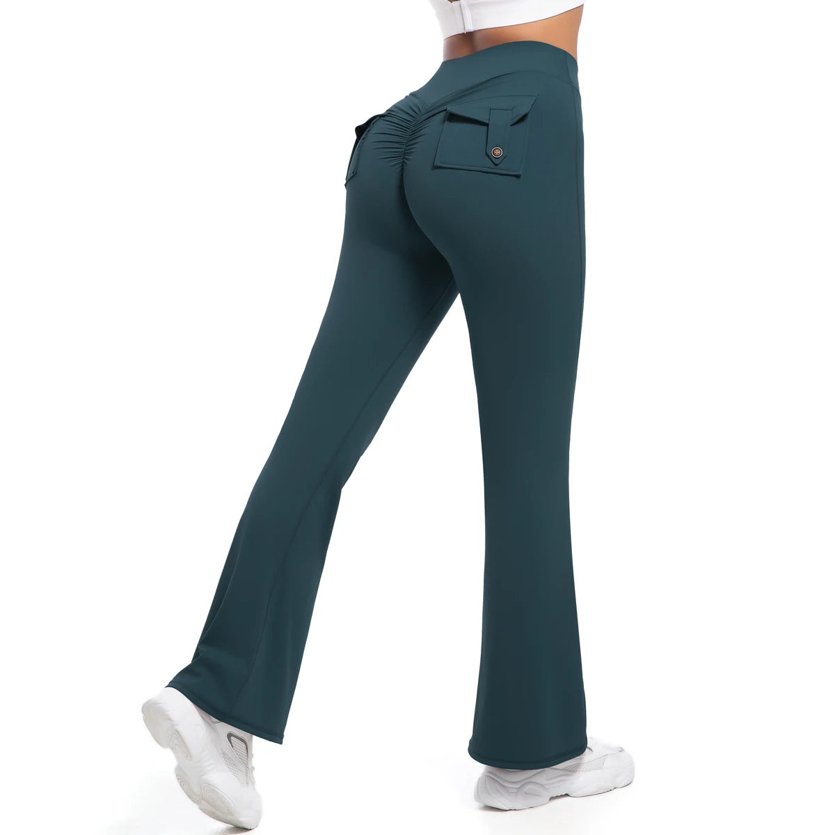Women Flare pocket leggings high waist Breathable street style