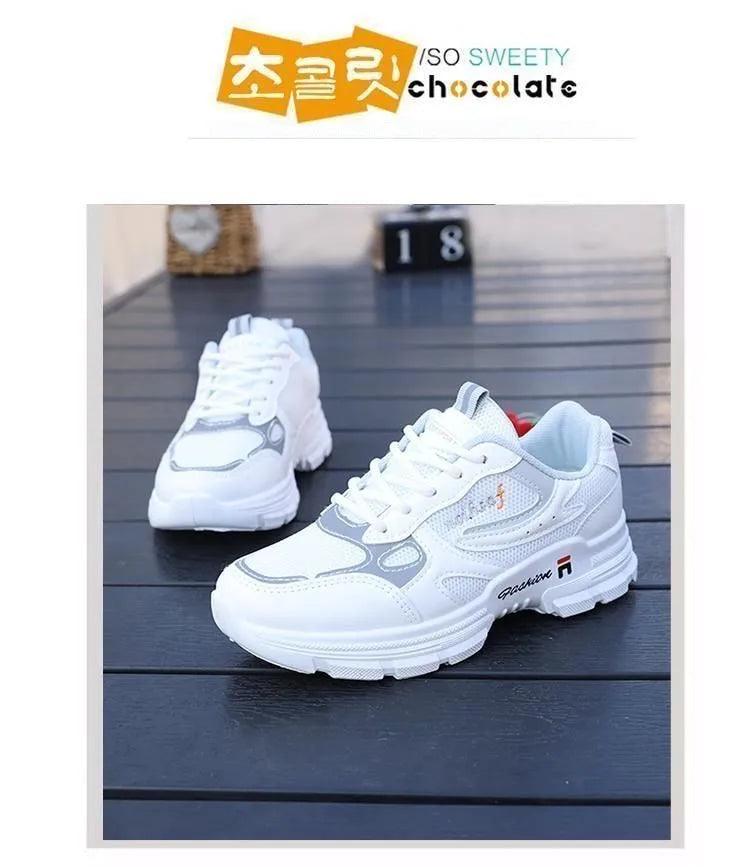 Women Running Shoes Fashion Breathable Walking Mesh Lace Up Platform Shoes Sneakers Women Tenis Feminino White Vulcanized Shoes - ARI