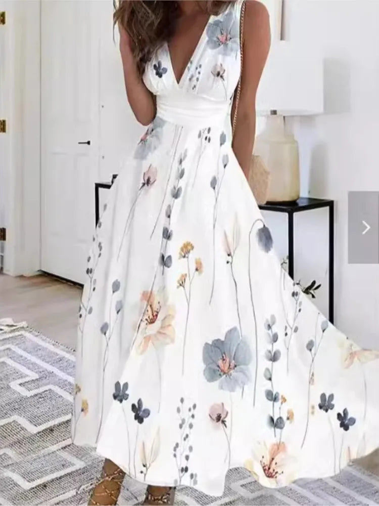 New latest Fashion v neck sleeveless  beach party office holiday dress