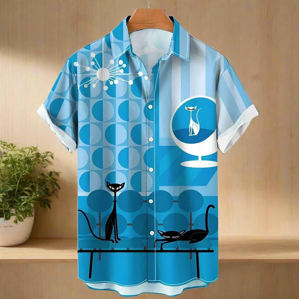 shirt designs of Cartoon animal cat print anime vintage clothing - ARI