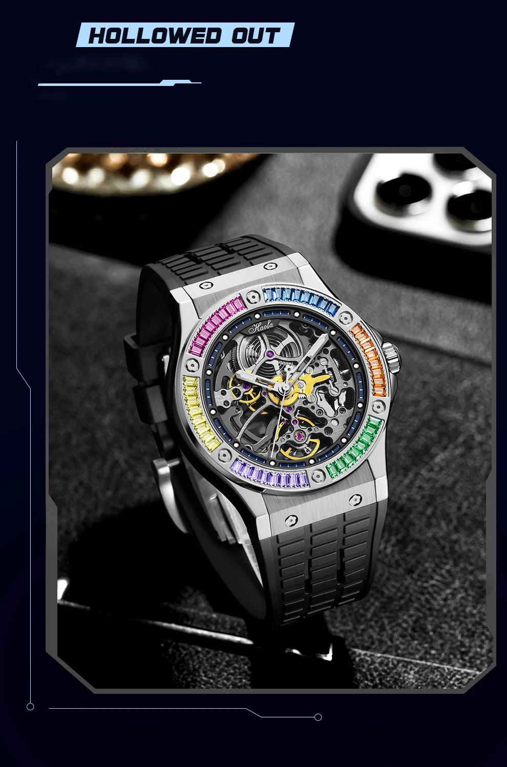 Haofa skeleton watch,Luxury automatic mechanical - ARI