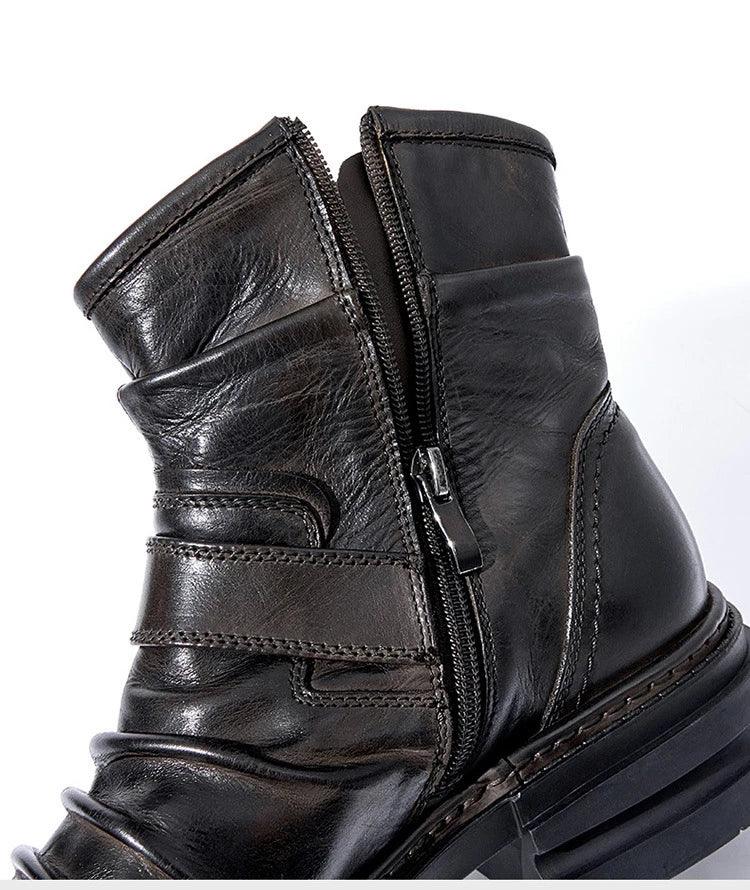 Mens British Style Boots Luxury Genuine Leather Designer Fashion classic Handmade - ARI