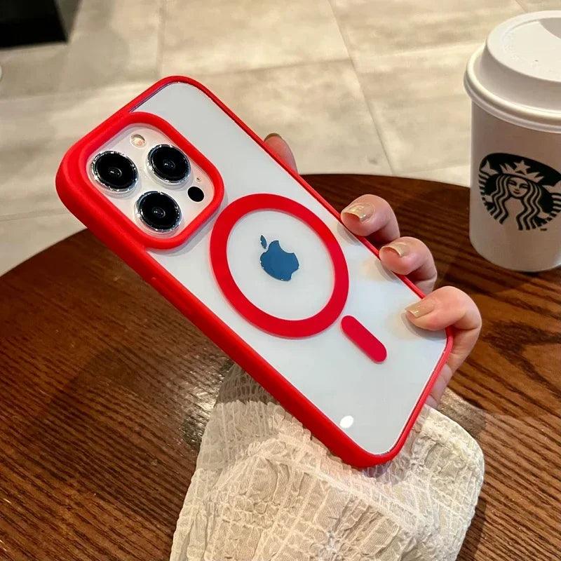 Luxury safe transparent case for iphone - Wireless charge magnetic bumper cover - ARI