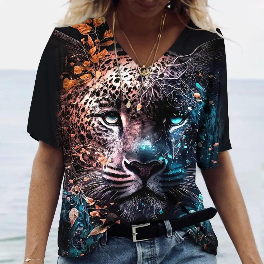 Women t-shirt with animal print streetwear - ARI