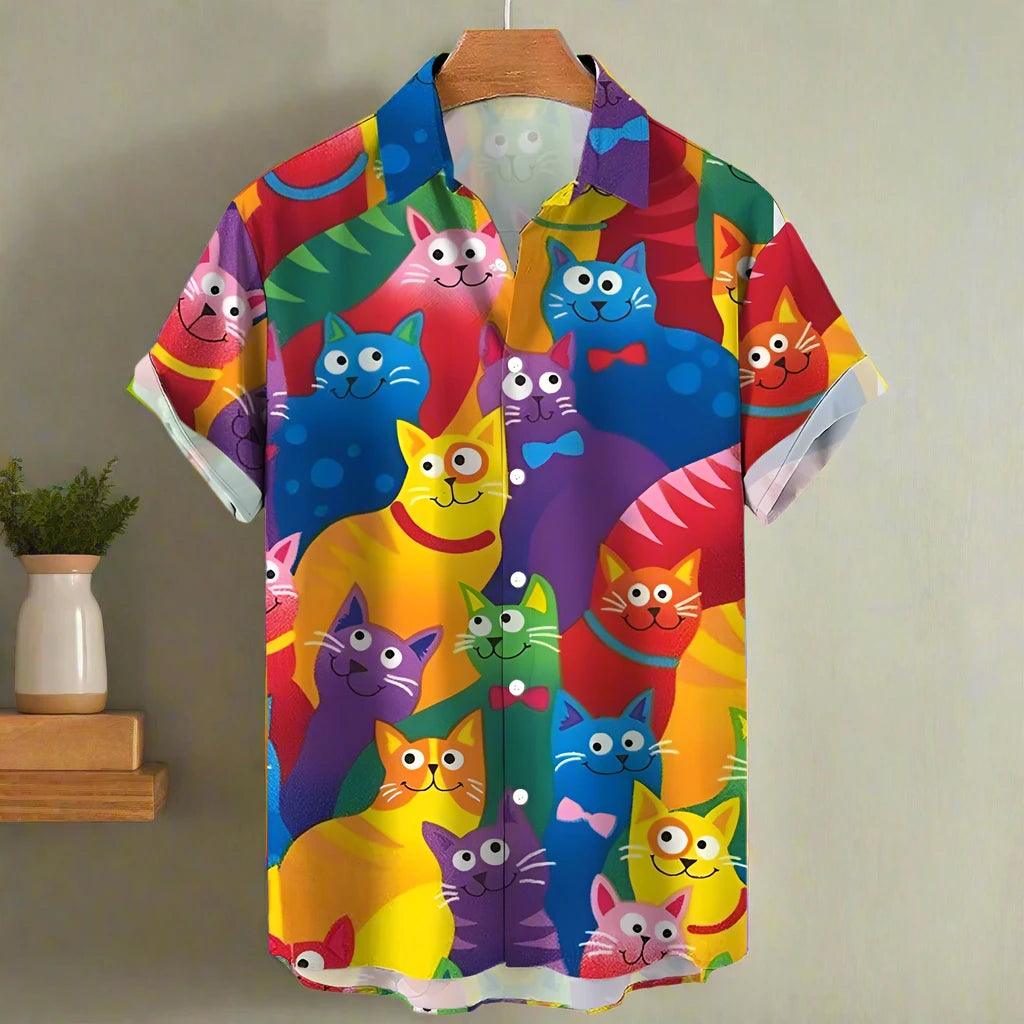shirt designs of Cartoon animal cat print anime vintage clothing - ARI