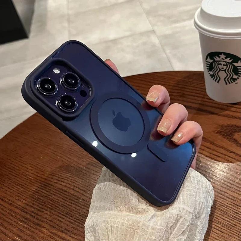 Luxury safe transparent case for iphone - Wireless charge magnetic bumper cover - ARI