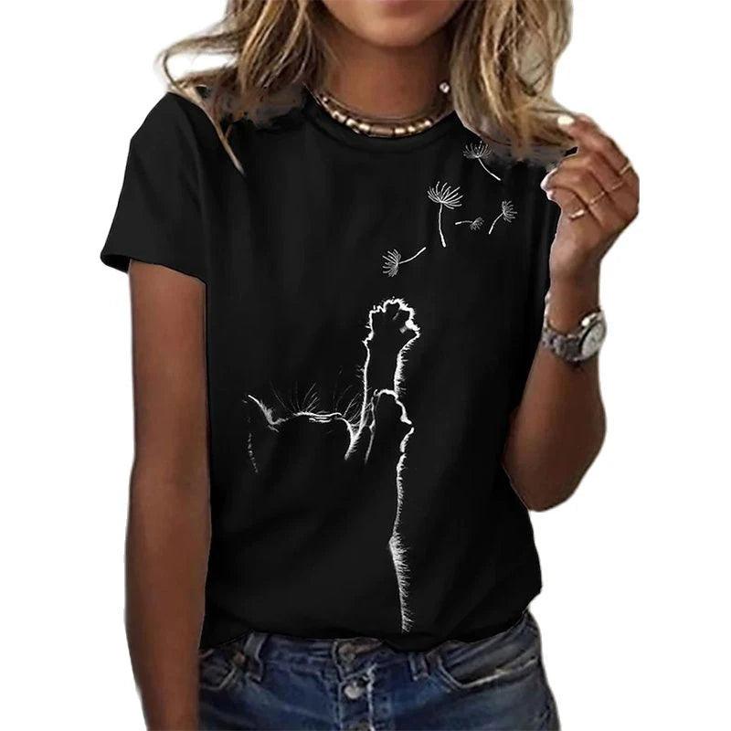 cats lover new fashion t-shirt women 3d cats print t-shirts - ARI