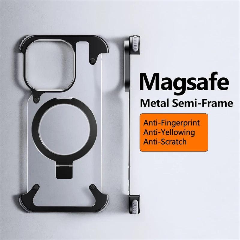 Metal frameless kickstand magnetic matte case for magsafe iphone - ARI