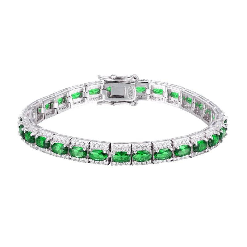 handmade emerald diamond bangle bracelet 925 sterling silver wedding jewelry gift for women - ARI