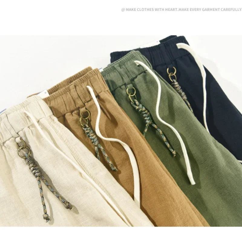 Italian luxury style Cotton linen shorts  streetwear beach wearing