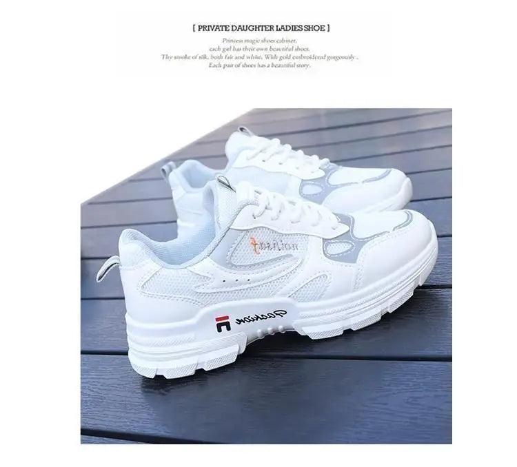 Women Running Shoes Fashion Breathable Walking Mesh Lace Up Platform Shoes Sneakers Women Tenis Feminino White Vulcanized Shoes - ARI