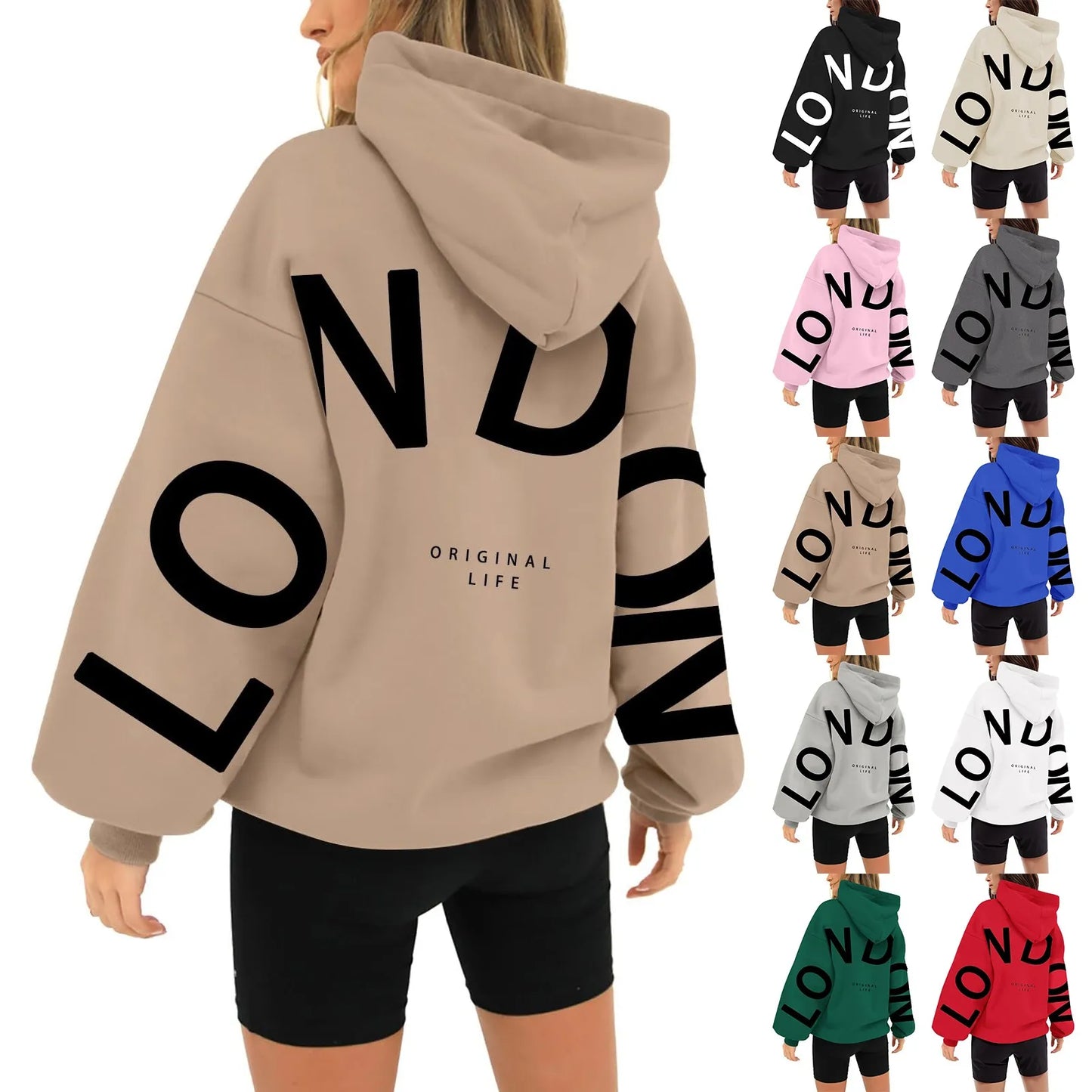Women outfit sweatsuit letter long sleeved casual hoodie