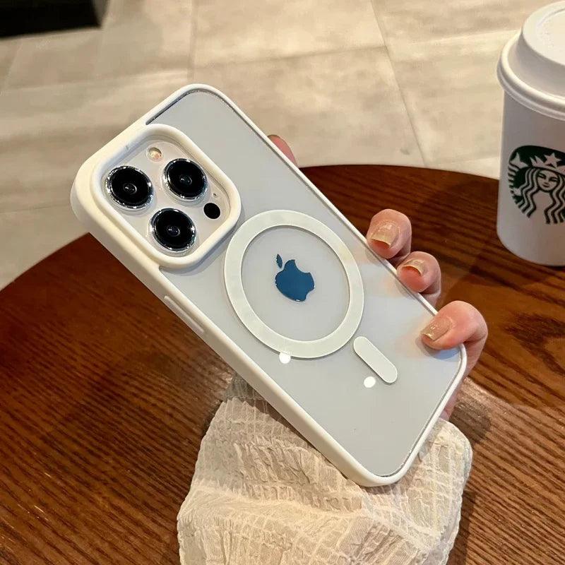 Luxury safe transparent case for iphone - Wireless charge magnetic bumper cover - ARI