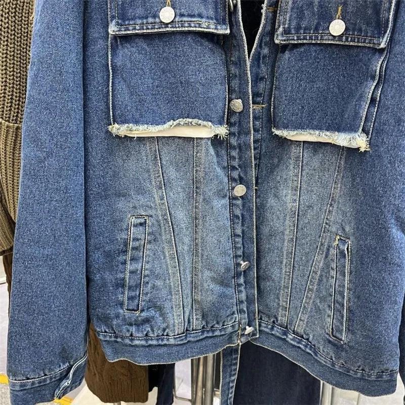 Limited availability Real Fox fur thick warm denim parkas female winter coat - ARI