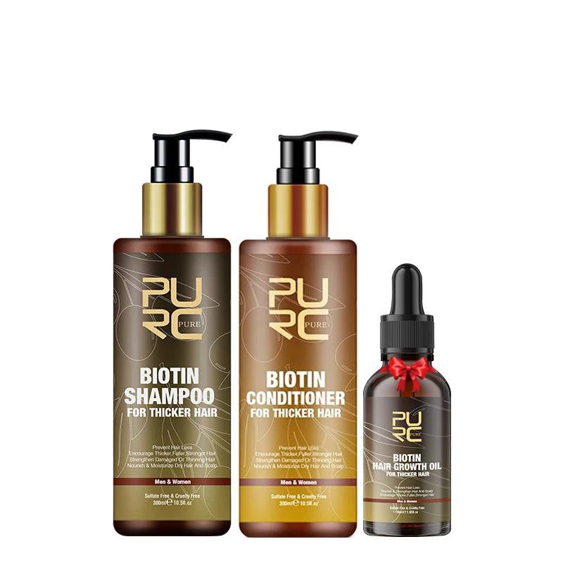 PURC,Biotin fast hair growth oil shampoo conditioner set anti hair loss - ARI