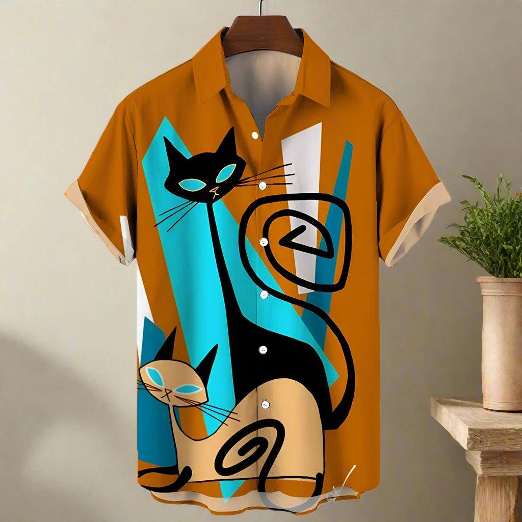 shirt designs of Cartoon animal cat print anime vintage clothing - ARI