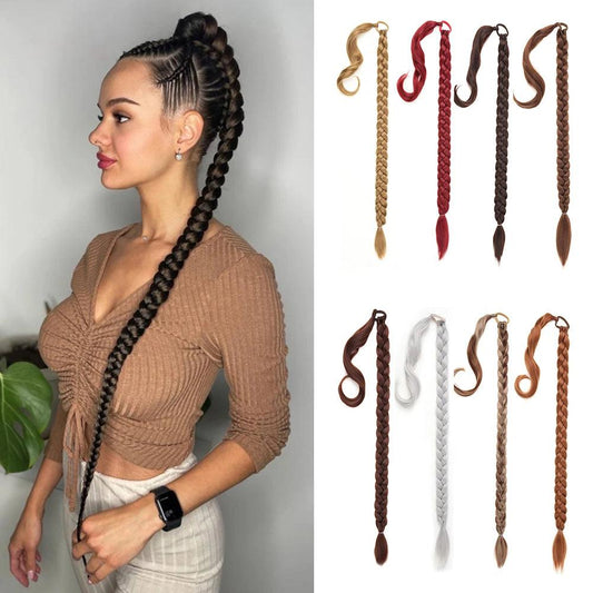 Long Braided Ponytail Extension with Elastic Tie Long Straight - ARI