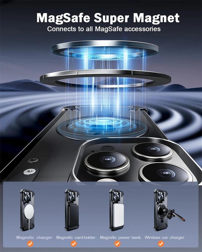 Metal frameless kickstand magnetic matte case for magsafe iphone - ARI