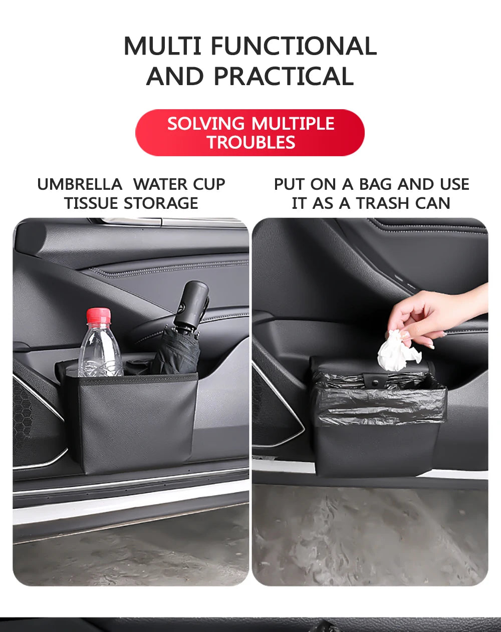 Car trash can Car door storage box foldable seat car Interior products