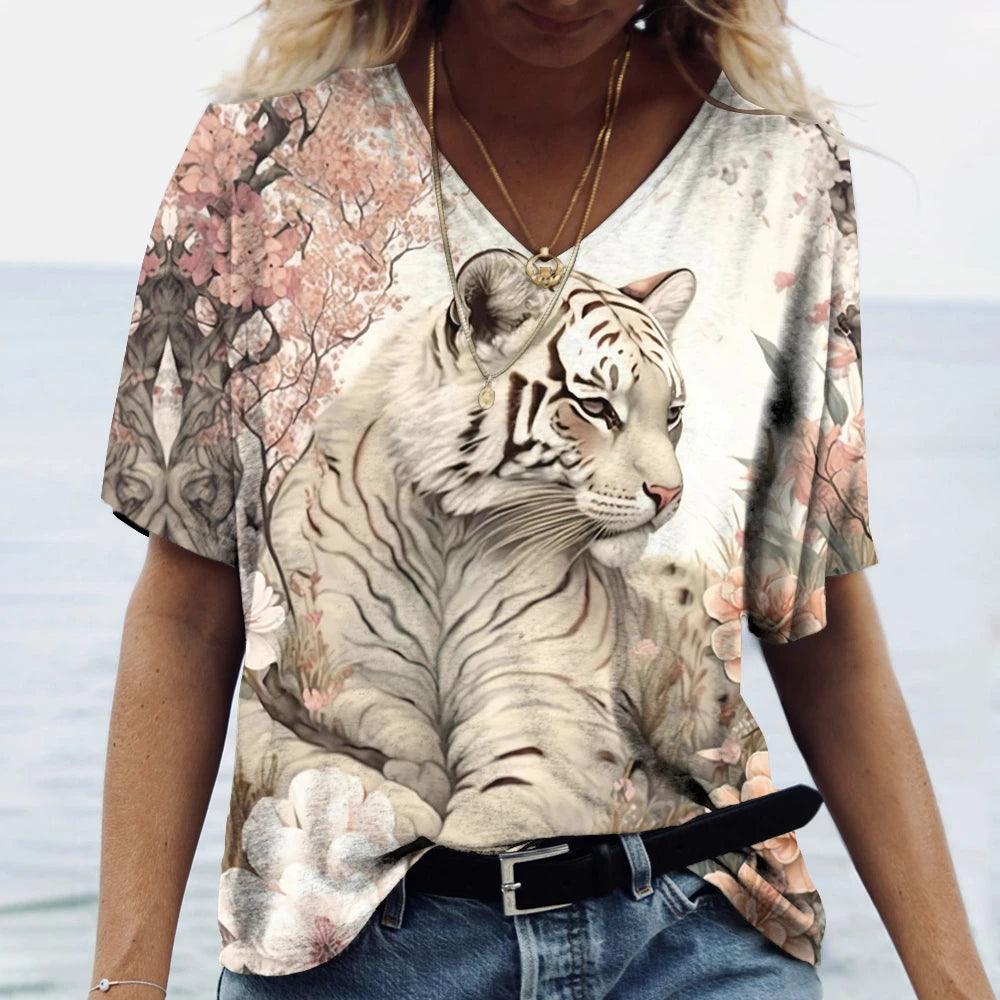 Women t-shirt with animal print streetwear - ARI