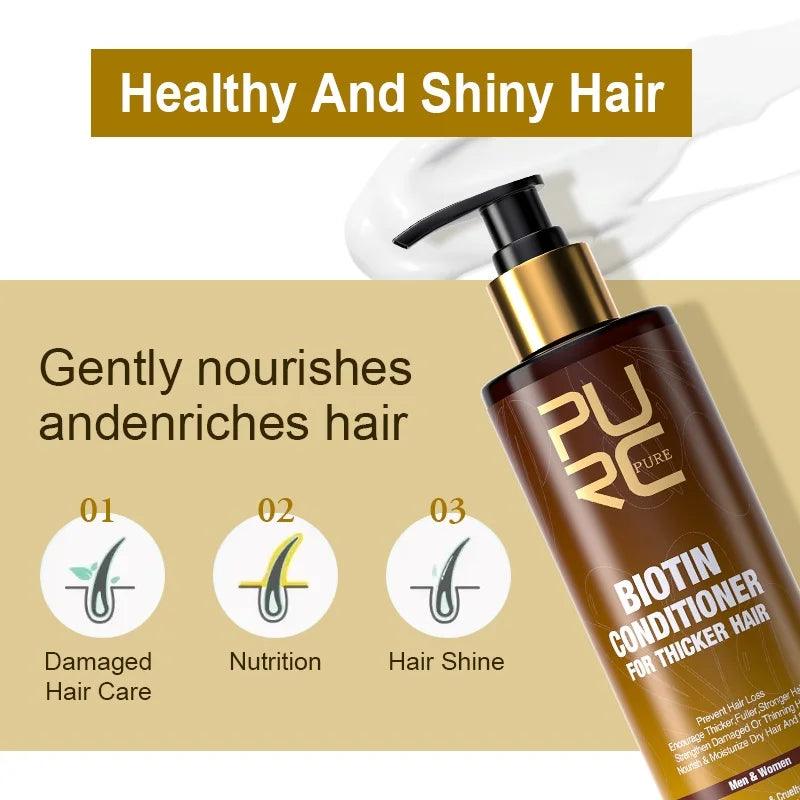 PURC,Biotin fast hair growth oil shampoo conditioner set anti hair loss - ARI