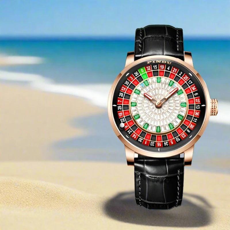PINDU Design NH35A Movement Watch Rotating Dial Las Vegas Automatic Watch Men Diamond - ARI