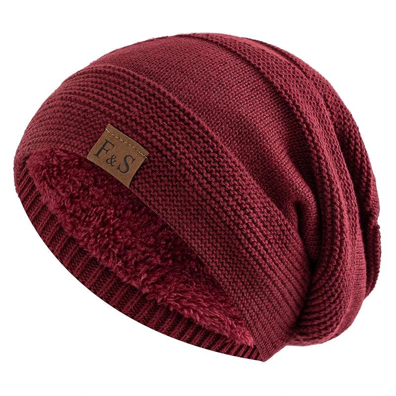 New Unisex Slouchy Hats Fur Lined Warm Beanie Cap Casual - ARI