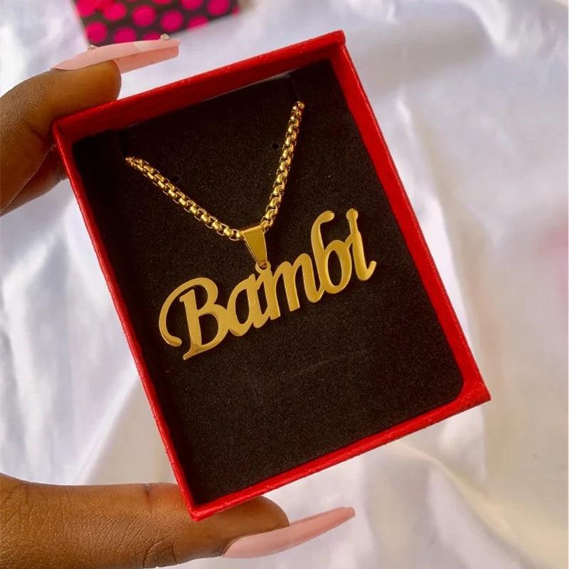 thick bead chain custom name necklace personalized for women men party gifts - ARI