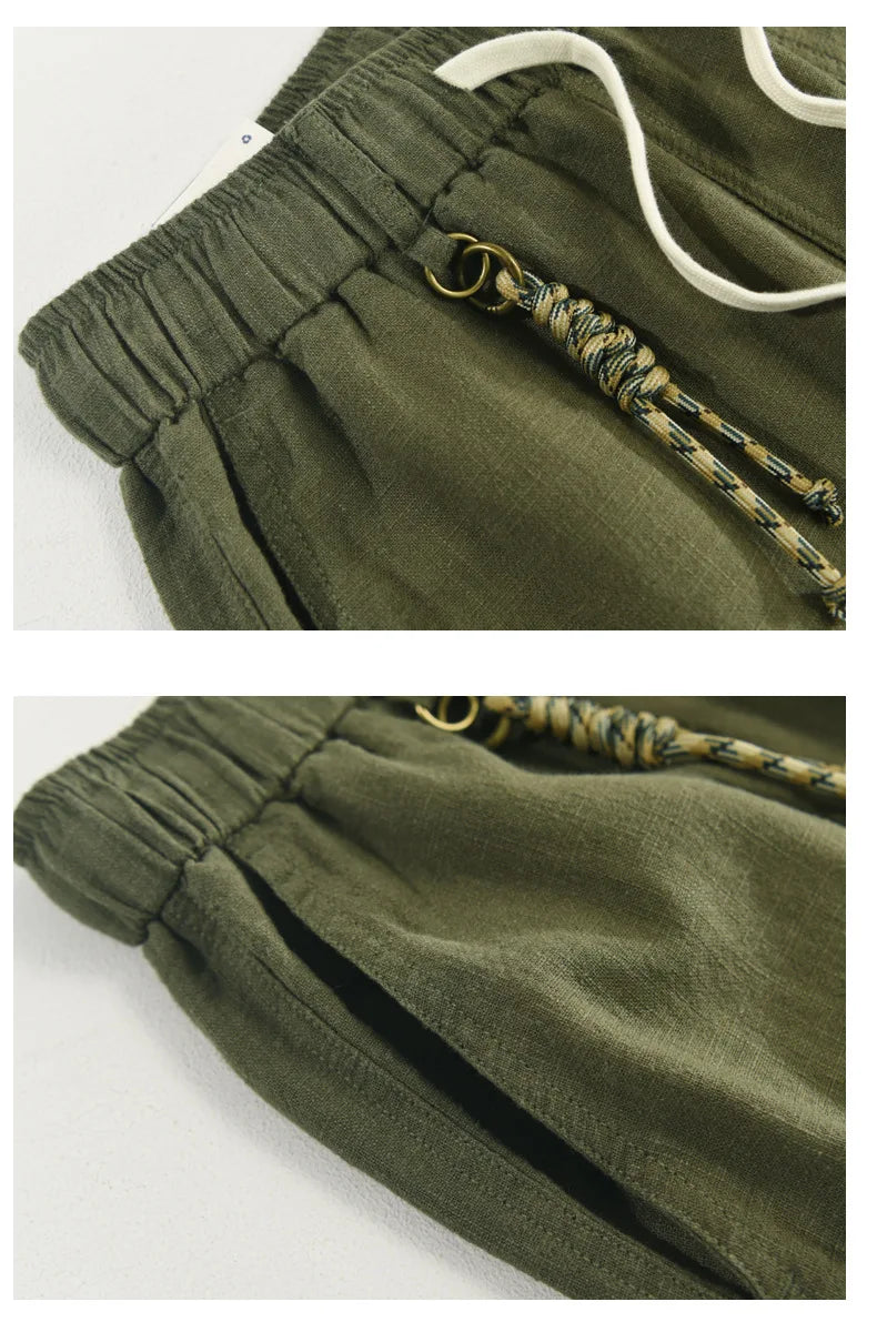 Italian luxury style Cotton linen shorts  streetwear beach wearing