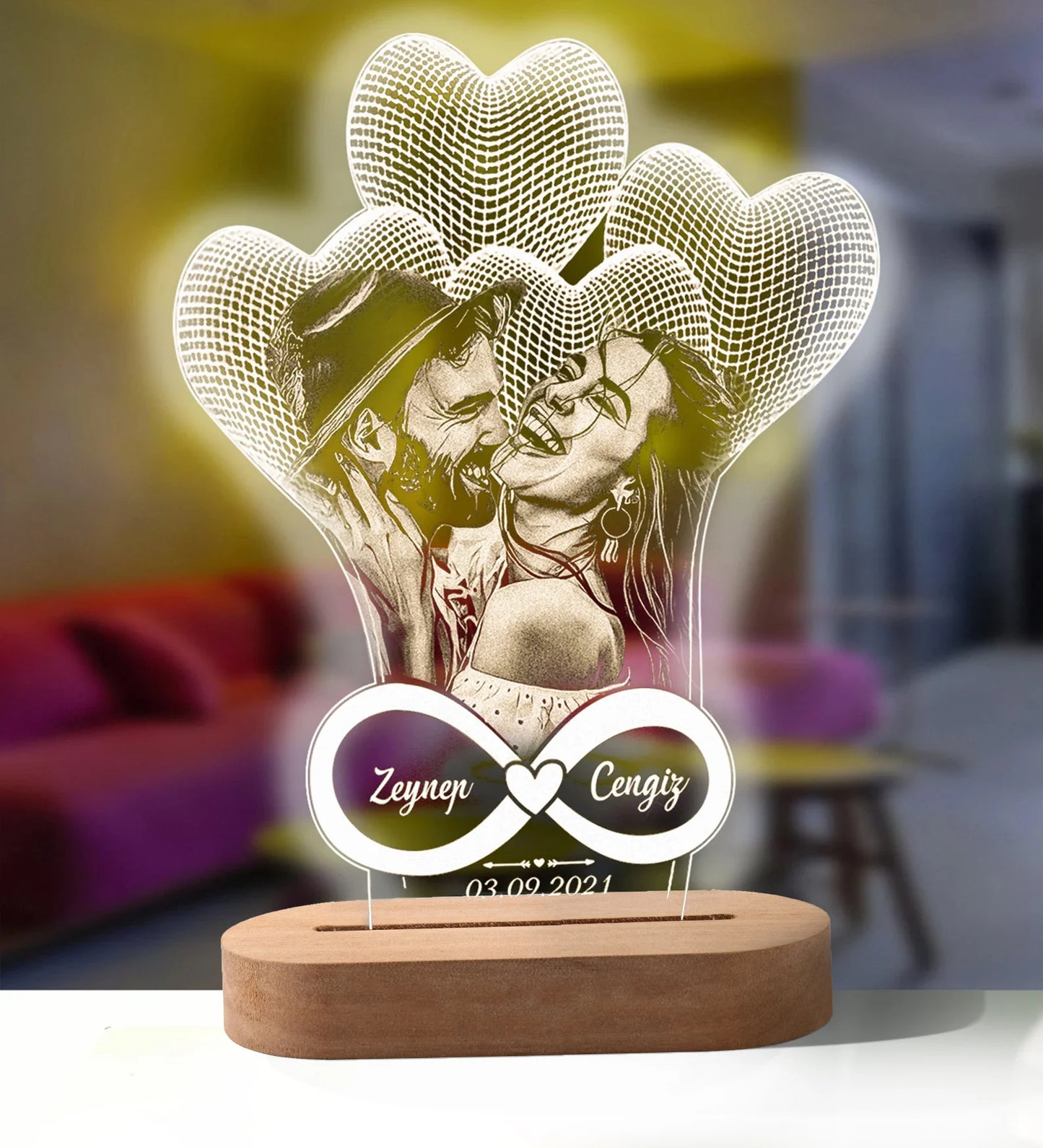 Custom led your photo light romantic 3d night lamp with text for special occasions