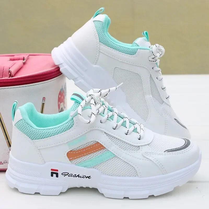 Women Running Shoes Fashion Breathable Walking Mesh Lace Up Platform Shoes Sneakers Women Tenis Feminino White Vulcanized Shoes - ARI
