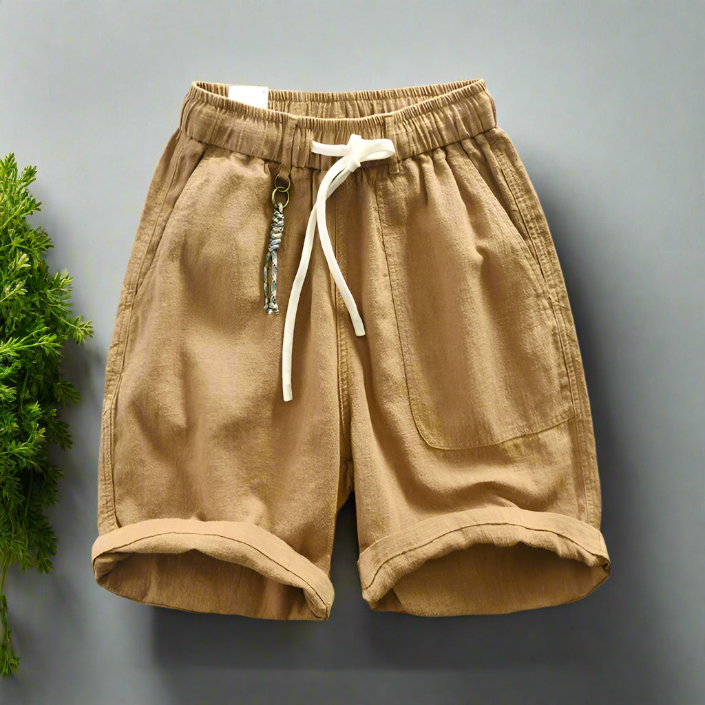 Italian luxury style Cotton linen shorts  streetwear beach wearing