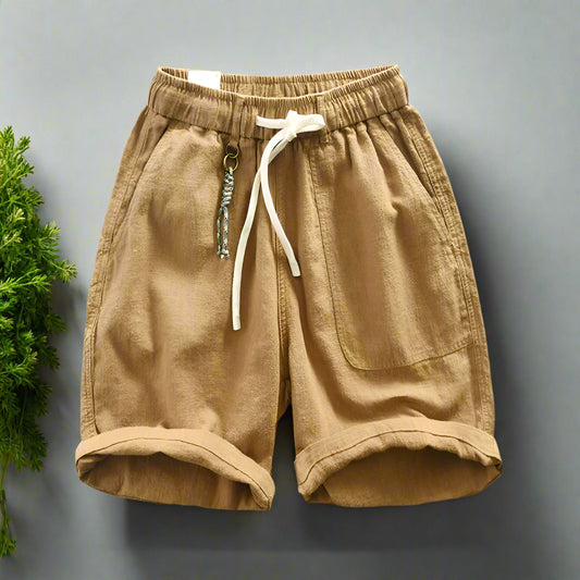 Italian luxury style Cotton linen shorts  streetwear beach wearing