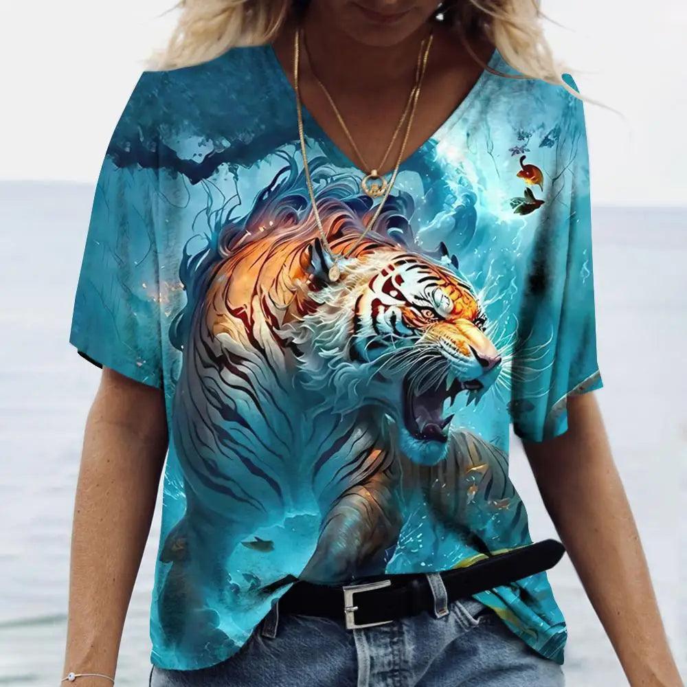 Women t-shirt with animal print streetwear - ARI