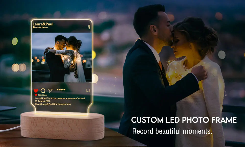 Custom led your photo light romantic 3d night lamp with text for special occasions