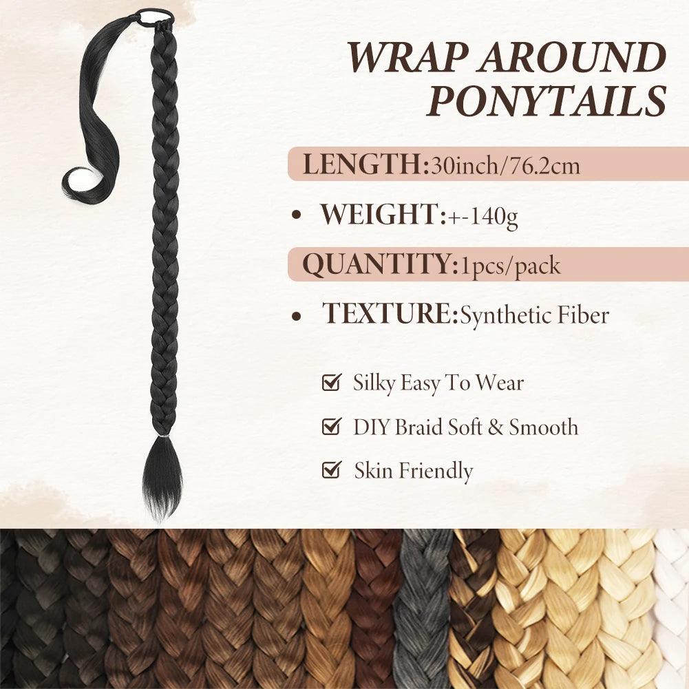 Long Braided Ponytail Extension with Elastic Tie Long Straight - ARI
