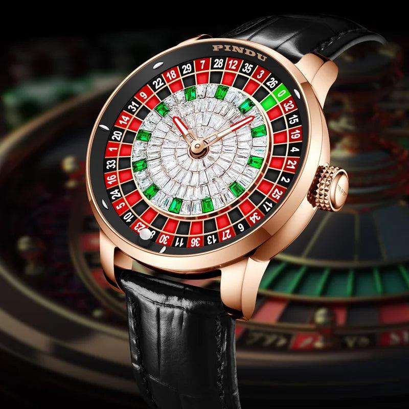 PINDU Design NH35A Movement Watch Rotating Dial Las Vegas Automatic Watch Men Diamond - ARI