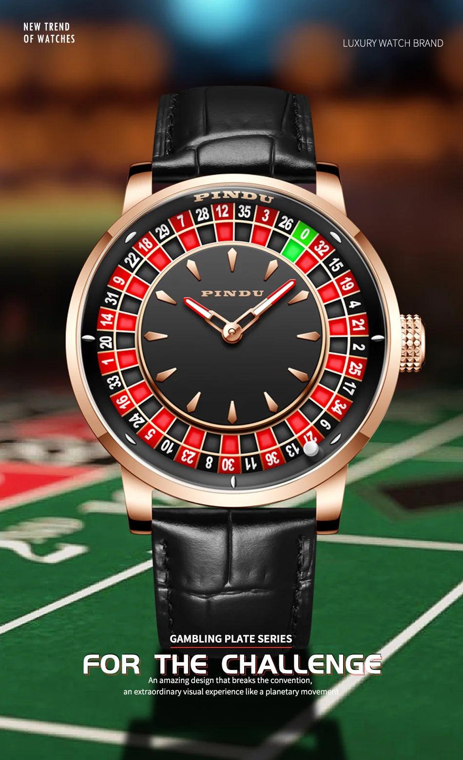 PINDU Design NH35A Movement Watch Rotating Dial Las Vegas Automatic Watch Men Diamond - ARI