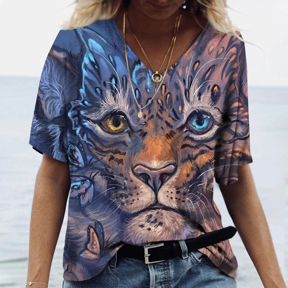 Women t-shirt with animal print streetwear - ARI