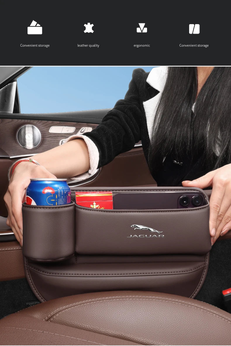 Leather car seat gap multifunction storage box cup holder