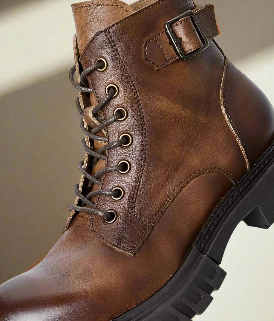 classic handmade vintage leather ankle boots genuine leather - ARI