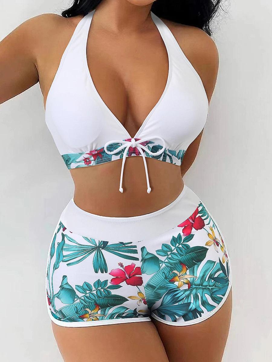 Bikini set short swimsuit women high waist swimwear printed beachwear - ARI