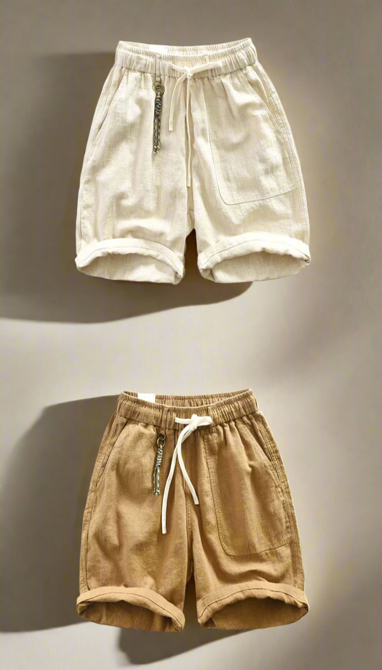 Italian luxury style Cotton linen shorts  streetwear beach wearing