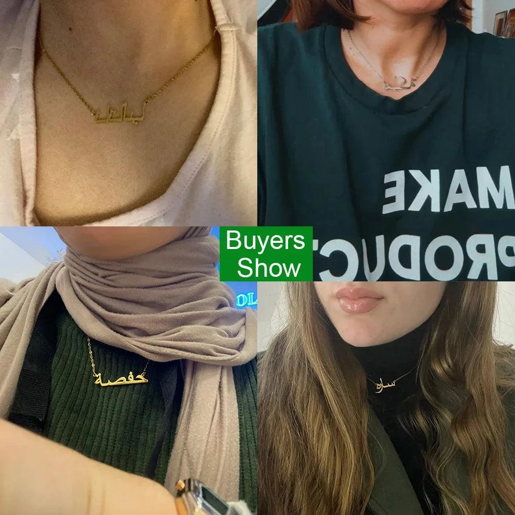 your Arabic Name Necklace for Women Men Custom Arabic Stainless Steel Jewelry Necklace Box Chain Gift - ARI