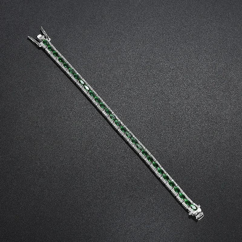 handmade emerald diamond bangle bracelet 925 sterling silver wedding jewelry gift for women - ARI