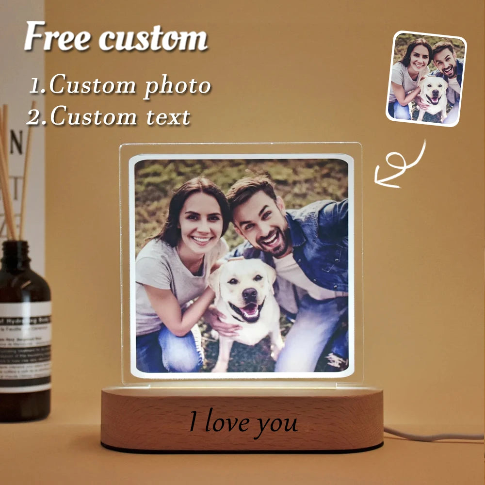 Custom led your photo light romantic 3d night lamp with text for special occasions