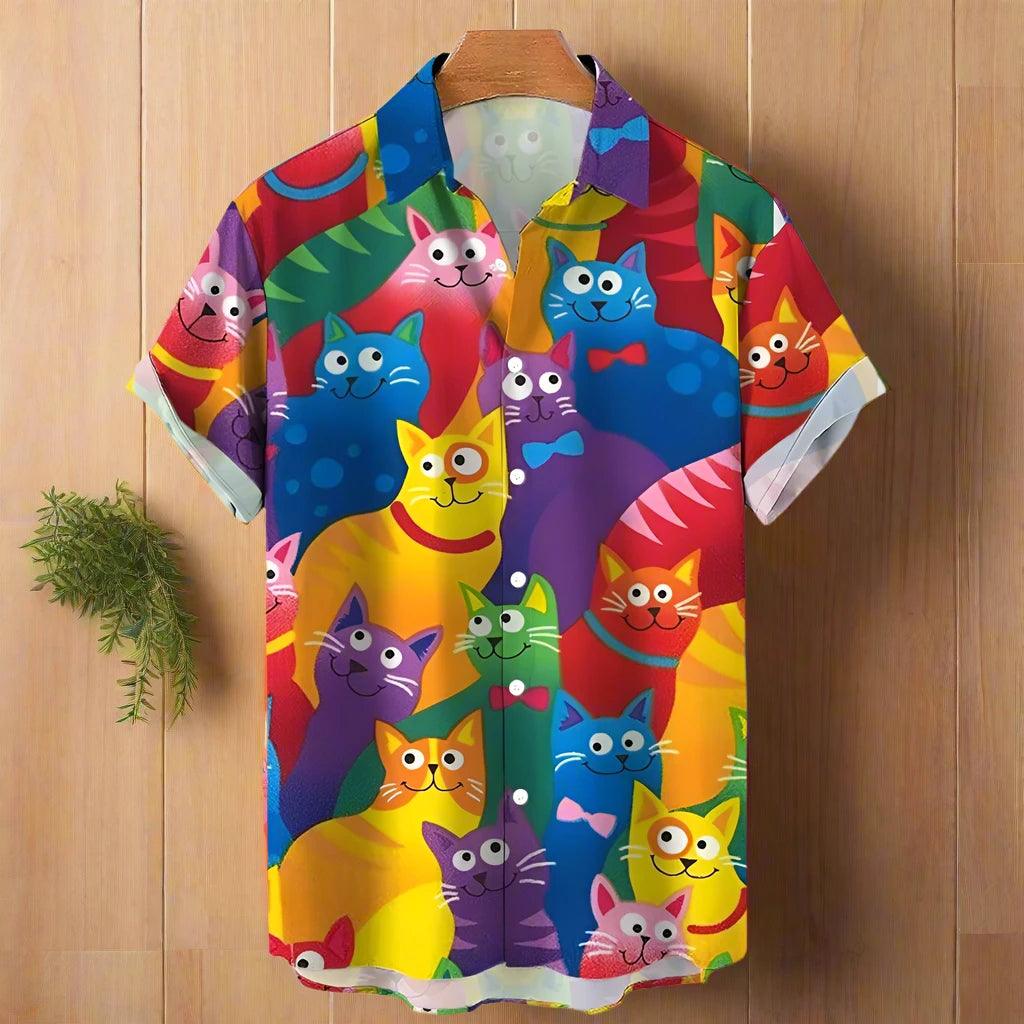 shirt designs of Cartoon animal cat print anime vintage clothing - ARI