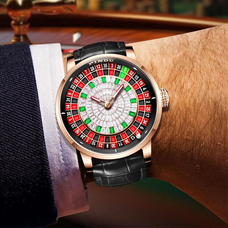 PINDU Design NH35A Movement Watch Rotating Dial Las Vegas Automatic Watch Men Diamond - ARI