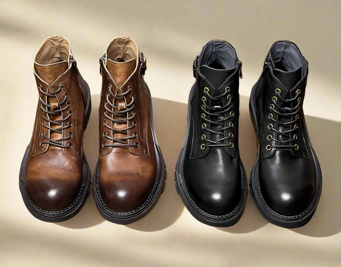 classic handmade vintage leather ankle boots genuine leather - ARI