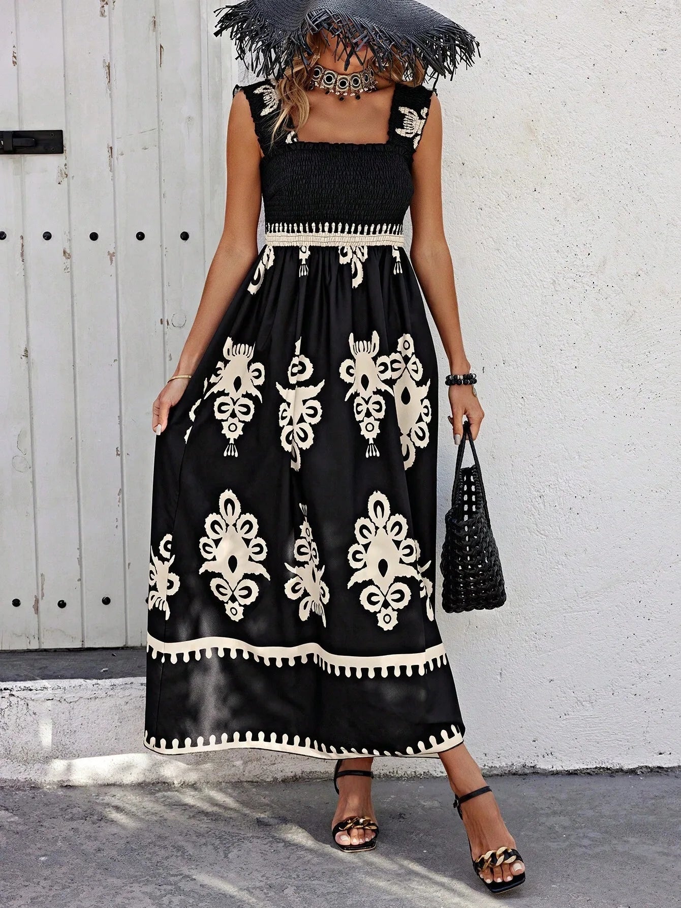 Girls floral long dress beach summer street style dress